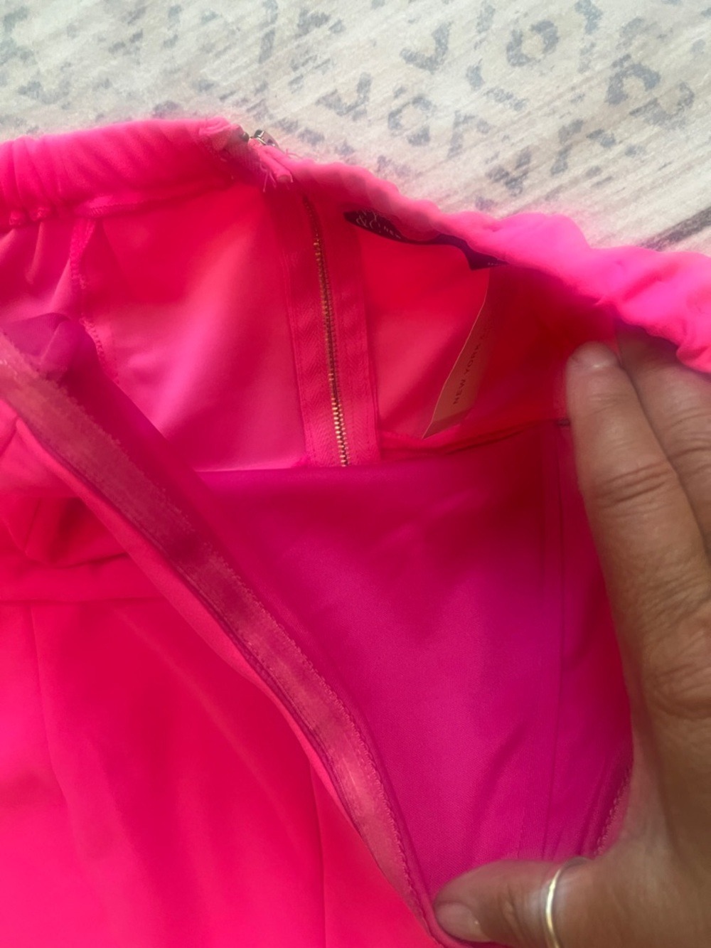 New York & Company Hot Pink Strapless Jumpsuit - Picture 3 of 10